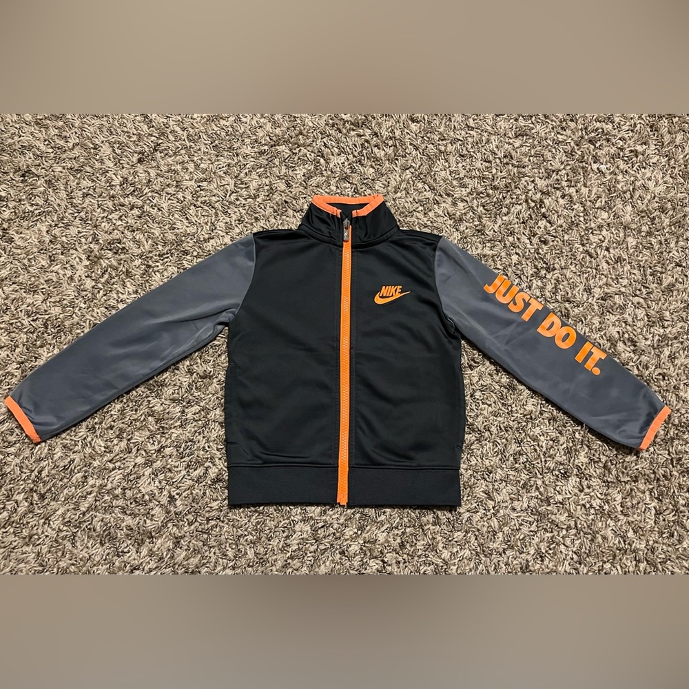 Nike Full Zip Track Jacket Grey & Orange Toddler Boy 3T